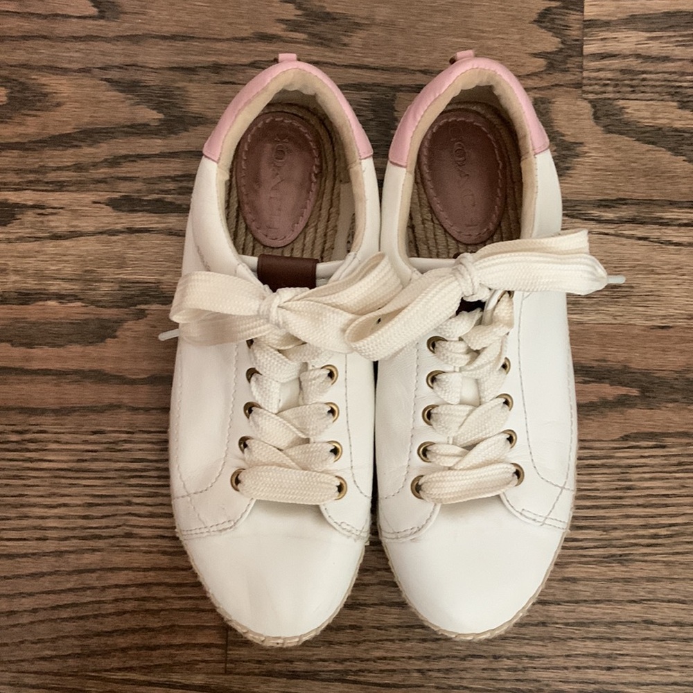 Coach C101 White Pink Espadrille Leather Sneaker - Picture 7 of 13